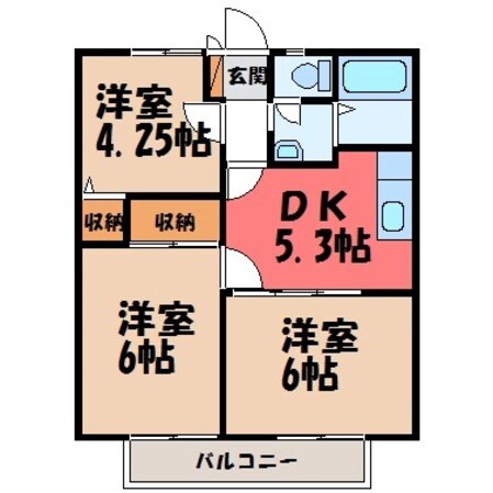 宇都宮駅 バス25分  南御幸町下車：停歩15分 1階の物件間取画像